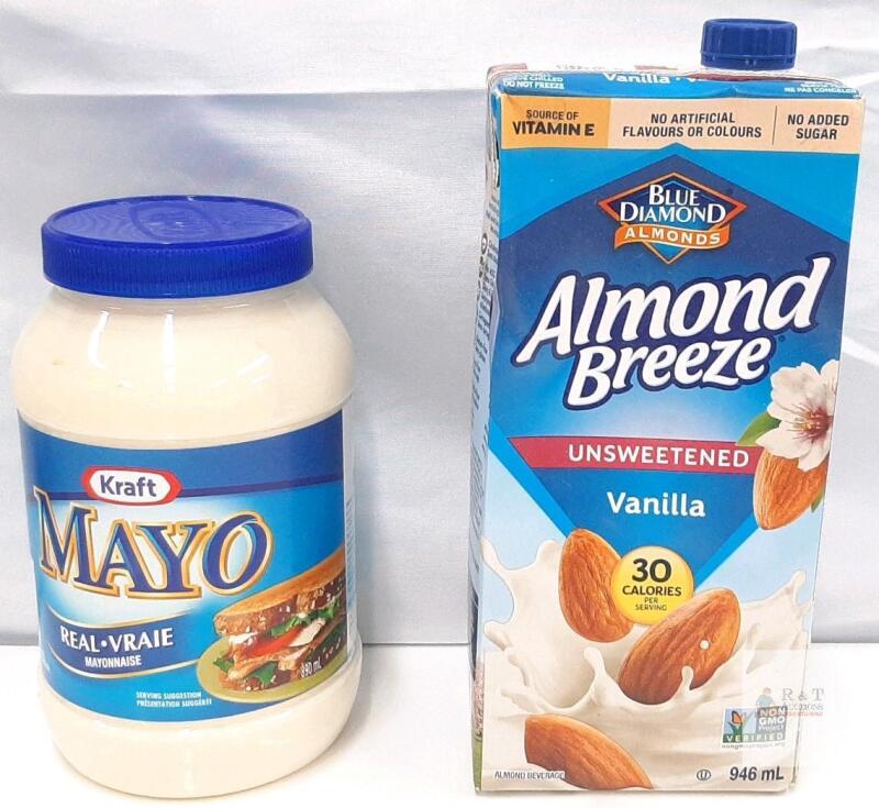 Kraft Real Mayo 890 mL Jar & Blue Diamond Almond Breeze Unsweetened Vanilla 946 mL Carton Exp 2026