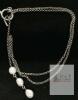 new Pearl Miner Silver Necklace, 3 Freshwater Pearls, 6.5mm, GRA Certified, Box Included