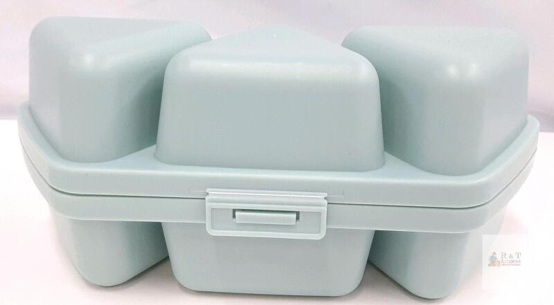 6-in-1 Triangle Onigiri Mold New BQ稔华-US, Light Blue, Food-Grade Plastic, 6 Compartments