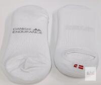 2 pair Danish Endurance White Cotton No-Show Socks, Moisture-Wicking, Anti-Slip Heel Grip