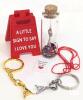 New Gifts of Affection to Loved Ones: A Little (2") Sign To Say " I Love You", " You Hold The Key To My Heart " Bottle With Glitter & Key, Pair of " Pinky Promise " Keychains - 2