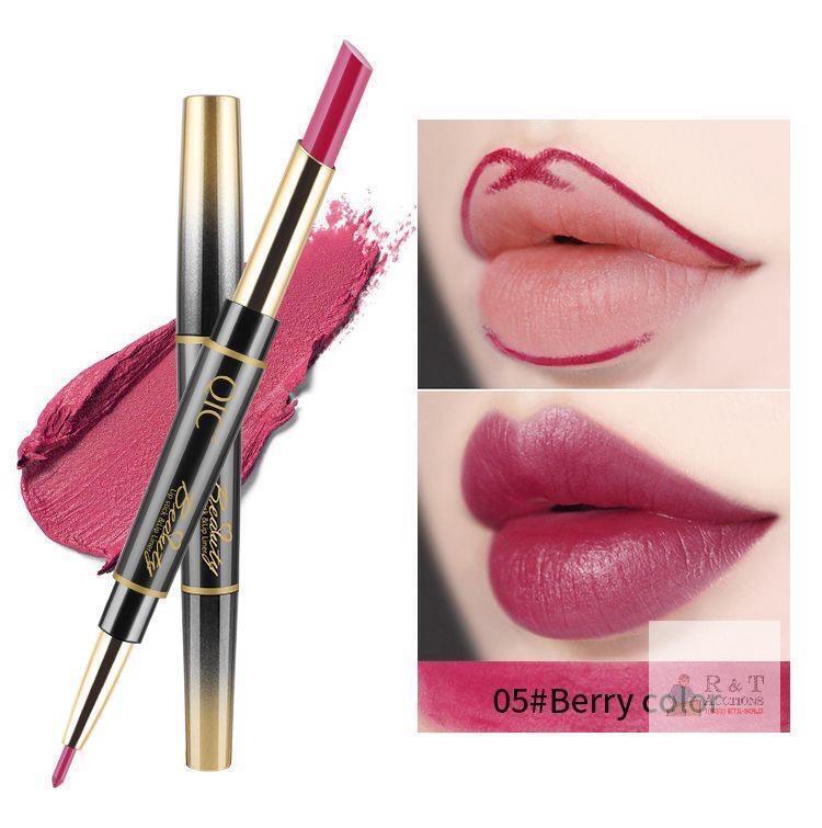 QIC Beauty Dual-Ended Lipstick & Lip Liner 05# Berry Color, Long Lasting, Waterproof, New, MFD 2023