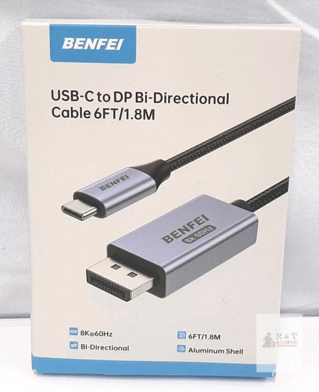 BENFEI USB-C to DisplayPort Bi-Directional Cable, 6FT, 8K@60Hz, Aluminum Shell