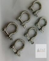 6-Pack Stainless Steel Bow D-Shackles, 5/16" Screw Pin, Polished Finish, 1,500 lb Capacity