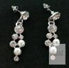 Ever Faith Leaf Cluster Necklace & Earring Set, Faux Pearl & Crystal, Silvertone, Boxed - 2