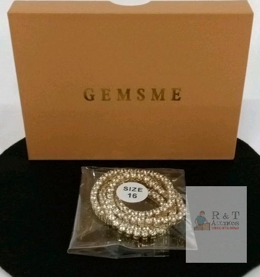 GEMSME 18K Yellow Gold Plated 4mm Cubic Zirconia Tennis Bracelet, 6.3 inches