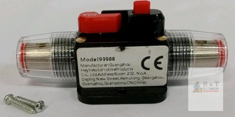 Guangzhou Heyin 99988 Inline 60A Manual Reset Automotive Circuit Breaker CE Certified