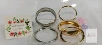 NEW ADULT SIZE Two-Tone Bangle Bracelet Set &ndash; 5 Pieces, Alloy Metal, Gift Box, Silver & Gold-Tone, Slip-On Style
