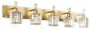 NEW Five-Light Gold Vanity Wall Fixture with Clear Ribbed Glass Shades, Crystal Accents, 43&ndash;48" Wide
