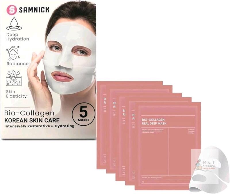 New 5-Pack Samnick Bio-Collagen Hydrogel Face Masks &ndash; Deep Hydration, Firming & Anti-Aging Skincare with Natural Botanicals [exp 06/2028]