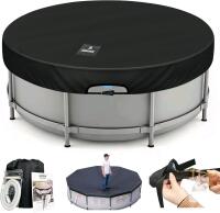 SIHAIAN 10 Ft Pool Cover, with Automatic Drain Round Pool Cover, One-Piece Quick Installation and Removal Above Ground Pool Cover, Preventing Waterlogging, UV Protected Solar Swimming Pool Cover