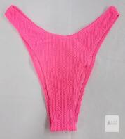 Hot Pink Crinkle Textured Bikini Bottom, Medium, High-Leg Cut, Pull-On Style