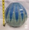 Decorative Ceramic Vase Pair &ndash; 15.5" Cream Feather Motif & 8" Blue Green Globe Shape - 2