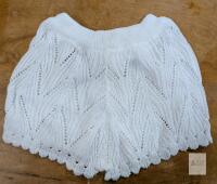 White Knit Crochet Patterned Shorts, Size Small, Elastic Waistband, Model YY4148,