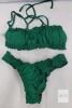 Green Ruched Bikini Set, Size Small, Polyamide/Elastane, Strappy Bandeau Top