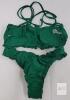 Green Ruched Bikini Set, Size Small, Polyamide/Elastane, Strappy Bandeau Top - 2