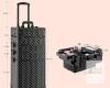NEW Black Geometric Rolling Makeup Train Case, 30.7" Tall, 4 Stackable Sections, MISSING WHEELS - 2
