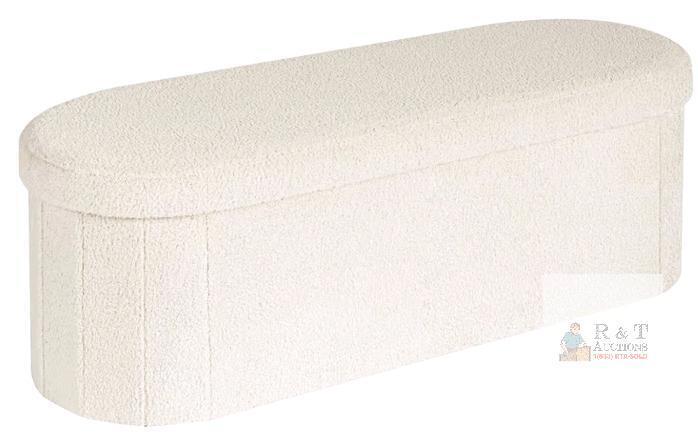 NEW B FSOBEIIALEO White Upholstered Storage Ottoman Bench, 43.3"x15"x15", 660 lbs Capacity