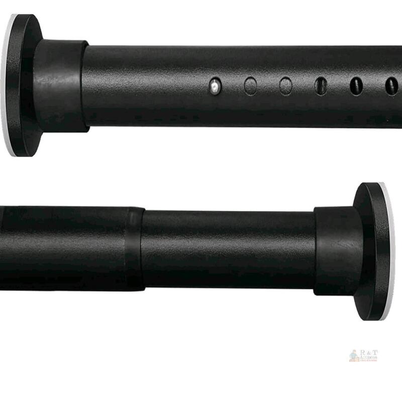 Room Divider Tension Curtain Rod, Black, Adjustable 83-122.1 in, Steel, Pressure Mounted, X002QKJZ45