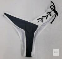 Black & White Medium Lace-Up Bikini Bottom, 80% Polyamide 20% Elastane