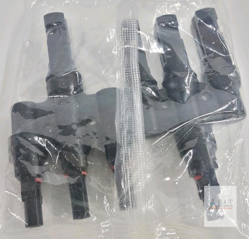 MC4 Y Branch Solar Panel Connector Pair F/MMM + M/FFF, Model mms250118tv003130, 1000V, IP67