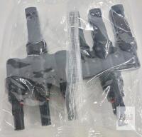 MC4 Y Branch Solar Panel Connector Pair F/MMM + M/FFF, Model mms250118tv003130, 1000V, IP67