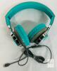 Over-Ear Headphones Wired USB-C, In-Line Remote Mic, Turquoise/Gray, Padded Faux Leather Earpads - 2