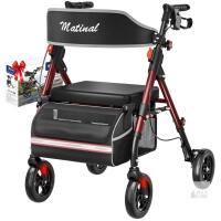 NEW Matinal Rollator WB-2411, Aluminum, 8" Wheels, Padded Seat, 300 lb Capacity, Red/Black