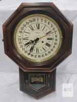 Vintage New England Clock Company "Short Drop" Regulator Clock w/Key . Does Chime, will need Servicing