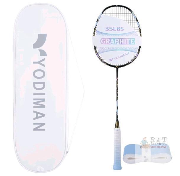 NEW Yodiman Graphite Badminton Racket, 50g, Head Heavy, 18-35lbs Tension, G6 Grip &ndash; Case Included