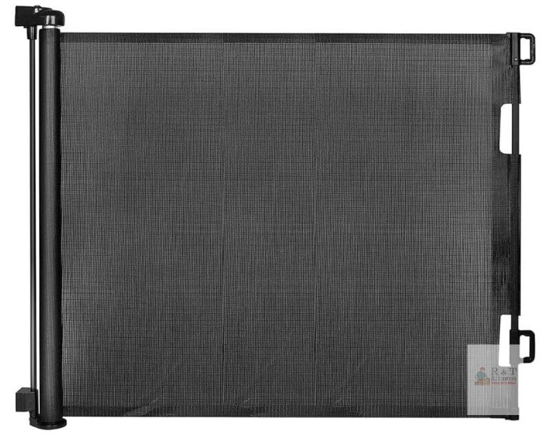 71" Retractable Safety Gate Black, 33" High, SH20.006DB, Batch 026E0131T767, Wall Mounted