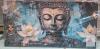 NEW Large Framed Buddha Canvas Wall Art, 39"x20", Blue & Gold, Ready to Hang, Barcode X004RZ2DHX