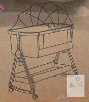 NEW Shandong Tongledi Baby Bassinet, Oxford Mesh, Alloy Steel, Adjustable Height, Canopy, Storage