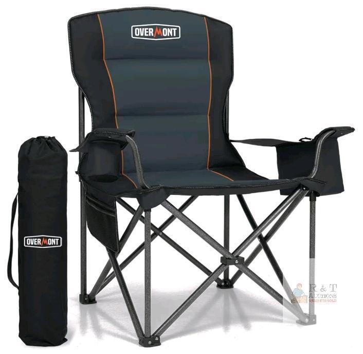 NEW Overmont Oversized Folding Camping Chair, 450 lbs Capacity, 600D Oxford Fabric, Alloy Steel Frame