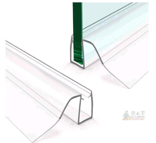 2 Shower Door Bottom Seal Strip, 36-Inch, for 3/8"&ndash;1/2" Glass, Clip-On, Clear PVC, Drip Rail