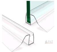 2 Shower Door Bottom Seal Strip, 36-Inch, for 3/8"&ndash;1/2" Glass, Clip-On, Clear PVC, Drip Rail