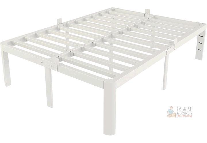 NEW KZZLOL Queen Metal Platform Bed Frame, White, No Box Spring Needed, 16" Height, 1,000 lbs Capacity