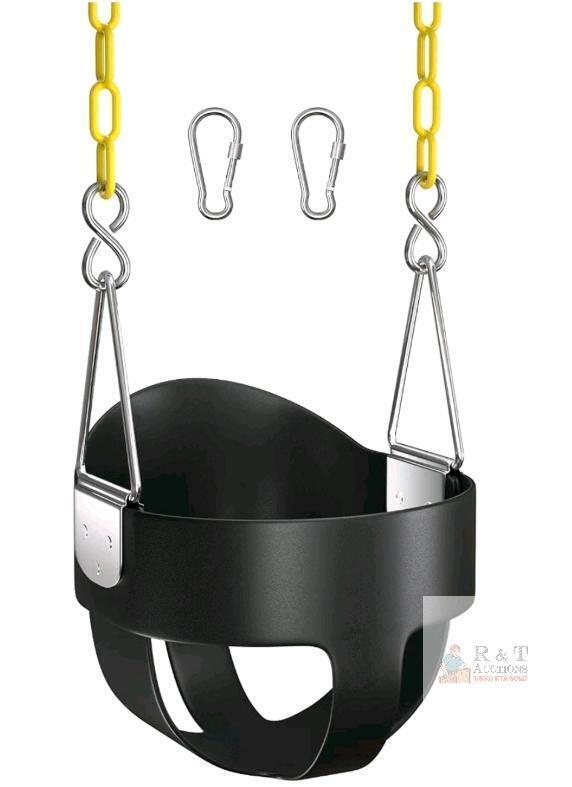NEW Full Bucket Toddler Swing Seat Black, 76.7" Chain, 150 lb Limit, Carabiners Included