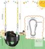 NEW Full Bucket Toddler Swing Seat Black, 76.7" Chain, 150 lb Limit, Carabiners Included - 2