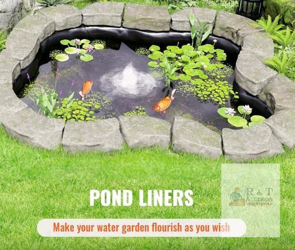 NEW 20x15 ft Black Pond Liner, Anti-Seepage Membrane, HDPE/PVC, UV Resistant, For Fish & Garden Ponds