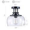 NEW WUZUPS Rustic Farmhouse Semi-Flush Mount Ceiling Light, Black, Glass Shade, E26 - 2