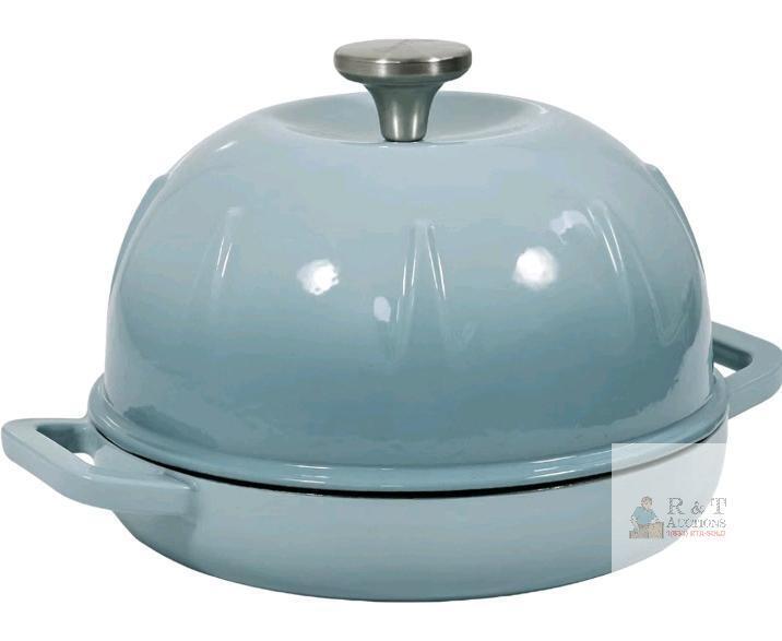 WOW NEW Davivy 5 Quart Enameled Cast Iron Bread Dome Baker, 12.6" Blue, Oven & Induction Compatible