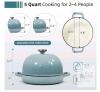 WOW NEW Davivy 5 Quart Enameled Cast Iron Bread Dome Baker, 12.6" Blue, Oven & Induction Compatible - 2