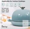 WOW NEW Davivy 5 Quart Enameled Cast Iron Bread Dome Baker, 12.6" Blue, Oven & Induction Compatible - 3