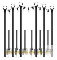 new 10 ft Black Metal String Light Poles, Set of 8, with 3-Prong Fork Base for Outdoor Use