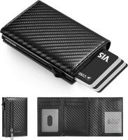 NEW Mammaxim Carbon Fiber Card Holder Wallet &ndash; RFID Blocking, Card Ejector, Tri-Fold, Black