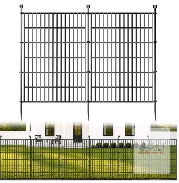 NEW 10-Panel Metal Garden Fence, 40" Above Ground Height, 23.6 ft Total Length, Black