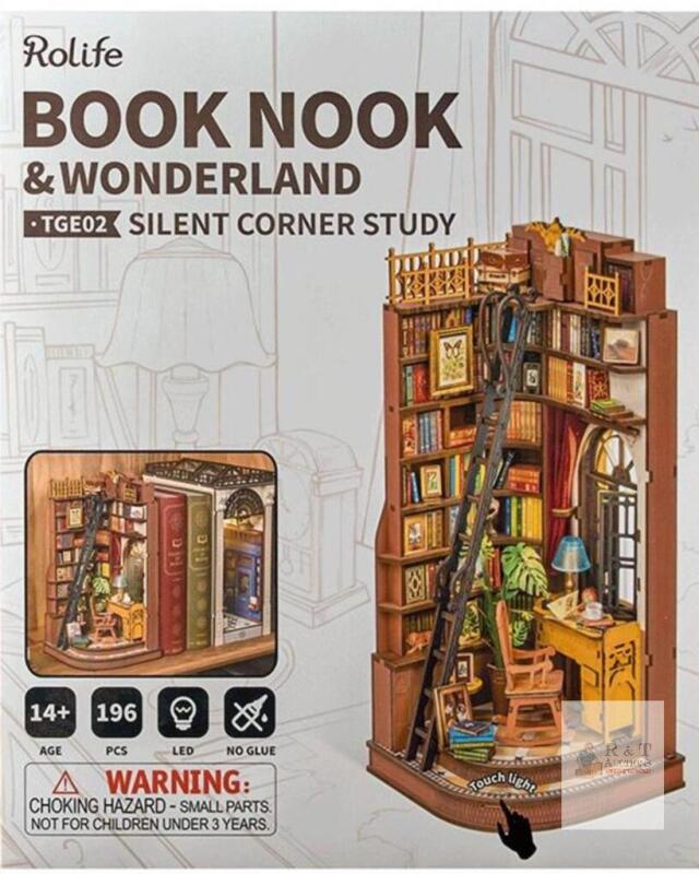 New Rolife Silent Corner Study 3D Wooden DIY Miniature House Book Nook