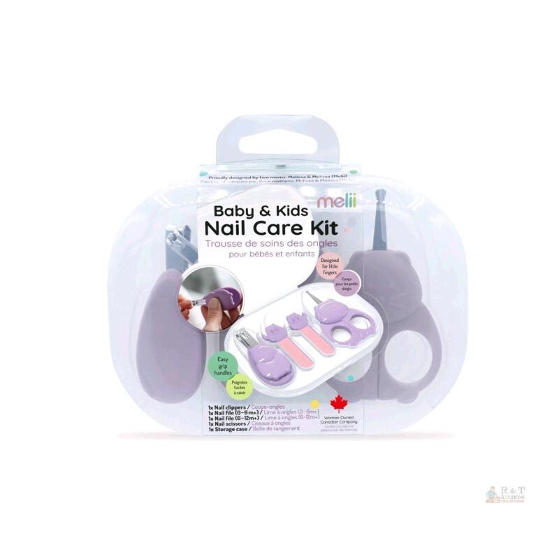 Melii Baby & Kids Nail Care Kit &ndash; Clippers, Scissors, Nail Files, Storage Case, Purple