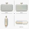 New Women Peeptoe Satin Evening Bag Clutch Purse Handbags Crossbody Hardcase for Party Prom Wedding - 3